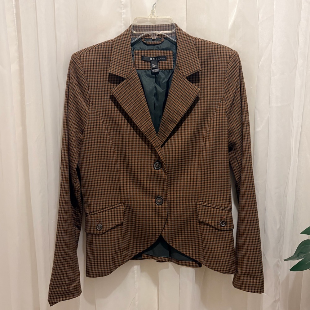MNG by Mango Brown Checkered Women's Blazer size Medium